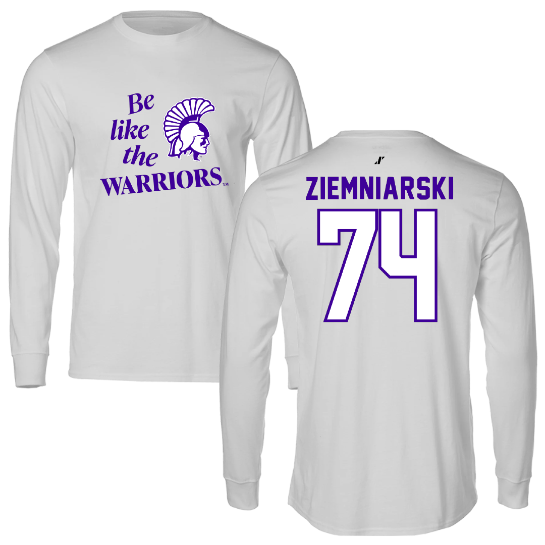 Winona State University Football Light Gray Be Like Us Long Sleeve - #74 Jake Ziemniarski