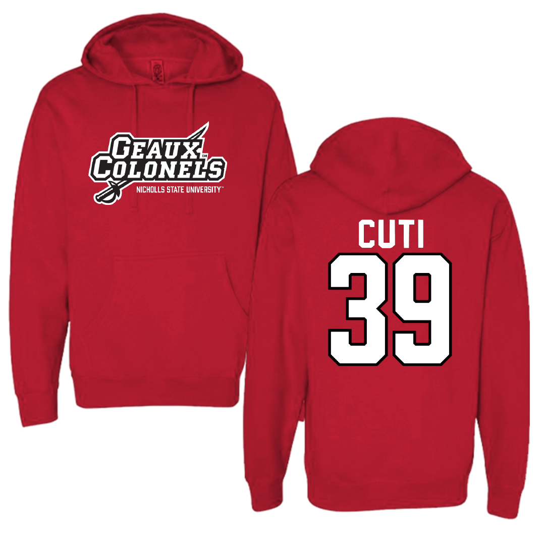 Nicholls State University Baseball Red General Hoodie - #39 Cayden Cuti
