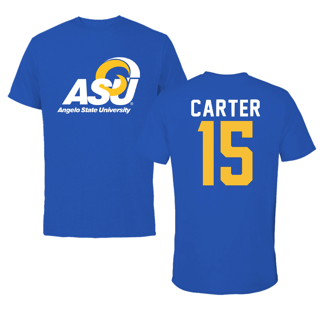 Angelo State University Volleyball Blue Performance Tee - #15 Demi Carter