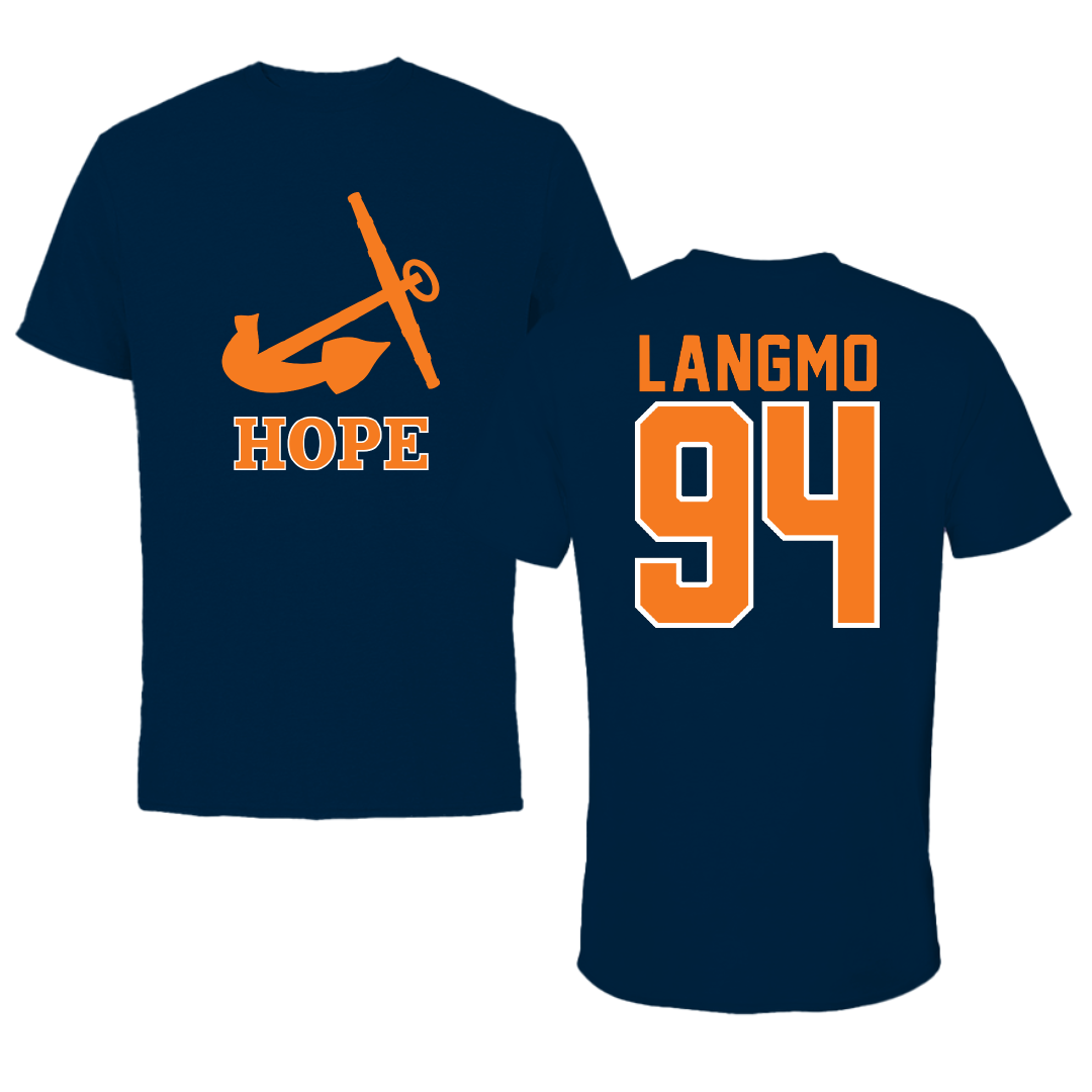 Hope College Football Navy Tee - #94 Garrett Langmo