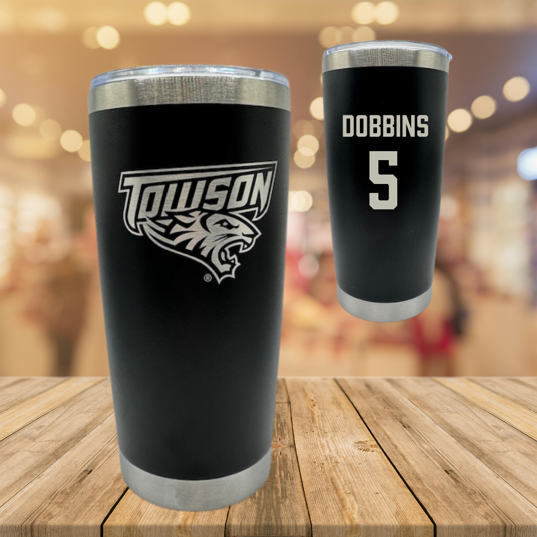 Towson University Field Hockey Black Stainless Steel Tumbler - #5 Tatum Dobbins