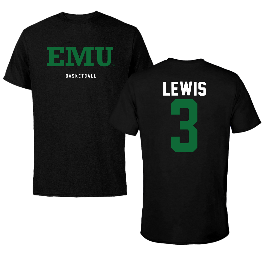 Eastern Michigan University Basketball Black Tee - #3 Julian Lewis
