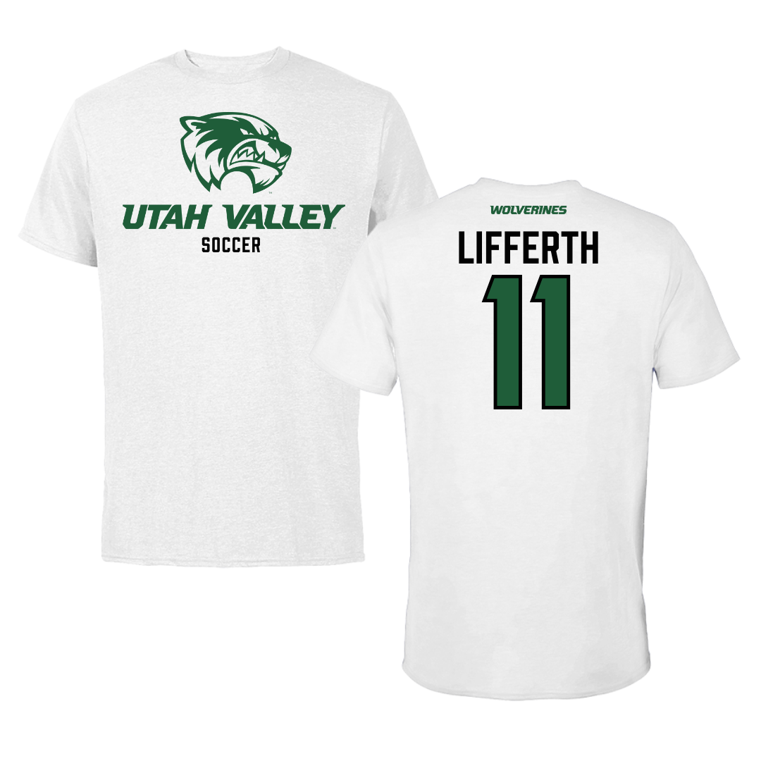 Utah Valley University Soccer White Performance Tee - #11 Zach Lifferth