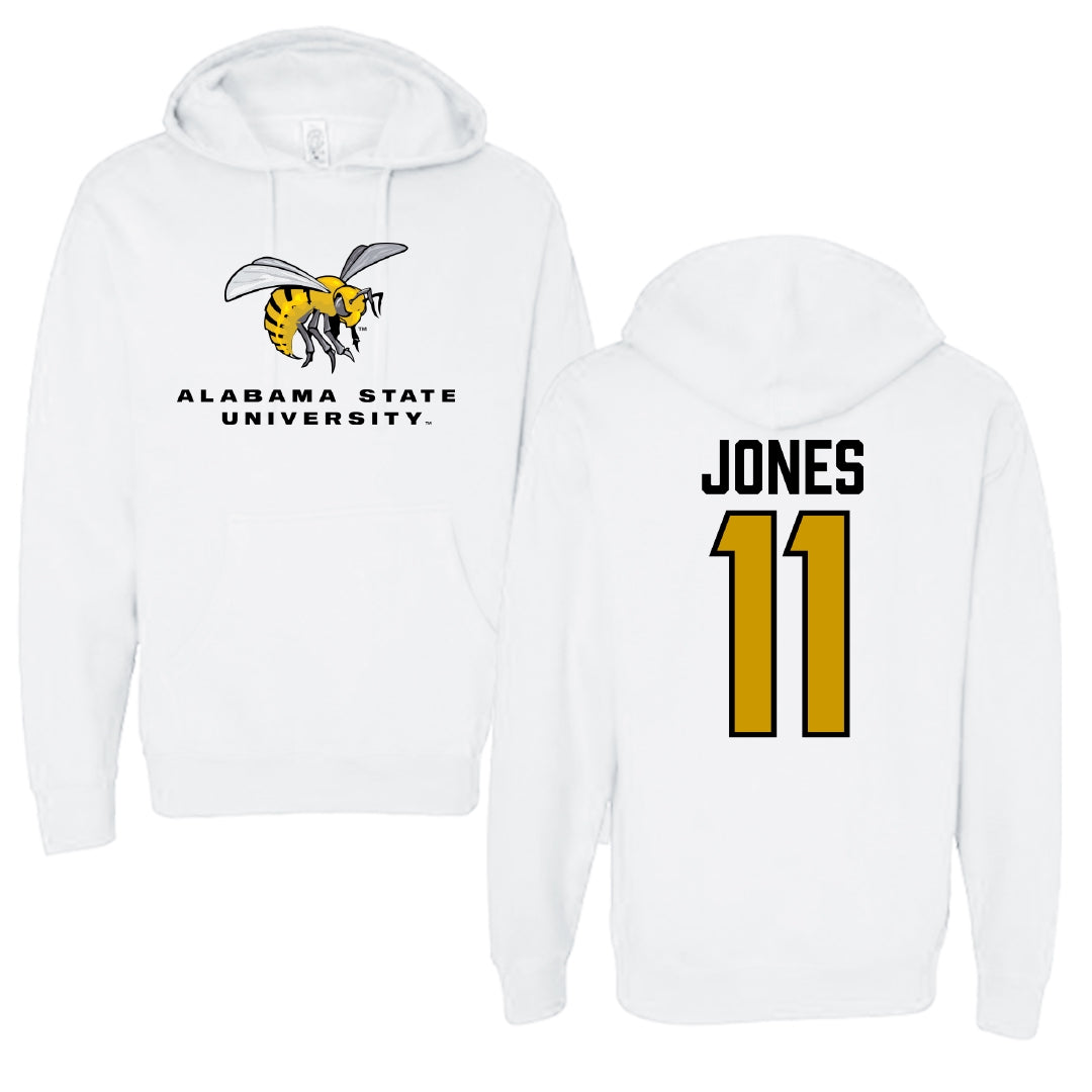 Alabama State University Football White Block Hoodie - #11 Jalen Jones