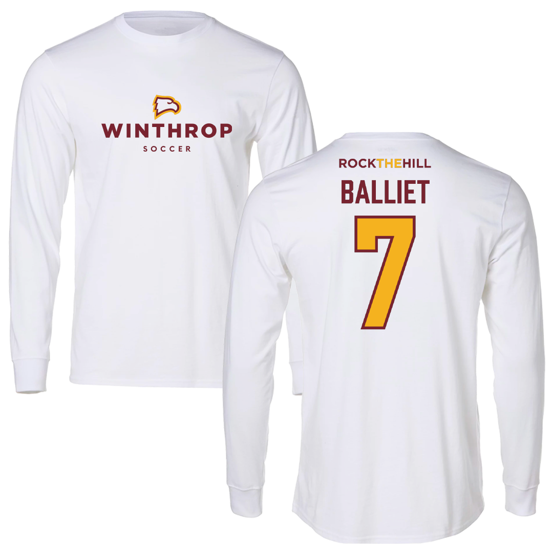 Winthrop University Soccer White Performance Long Sleeve - #7 Sophia Balliet