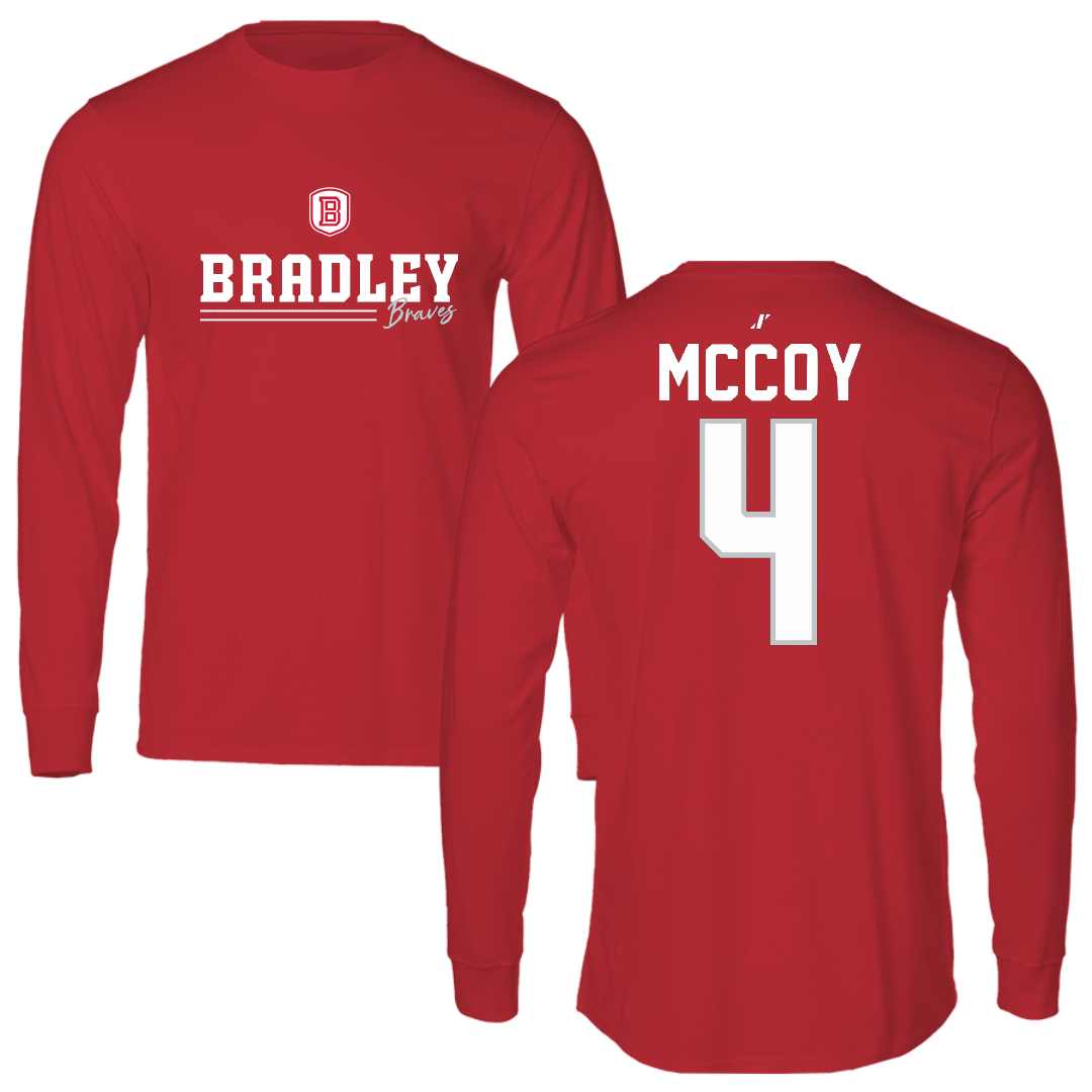 Bradley University Softball Red General Performance Long Sleeve - #4 Kierston McCoy