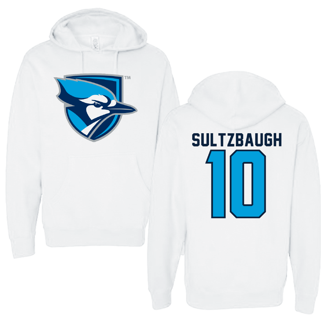 Elmhurst University Soccer White Hoodie - #10 Caden Sultzbaugh