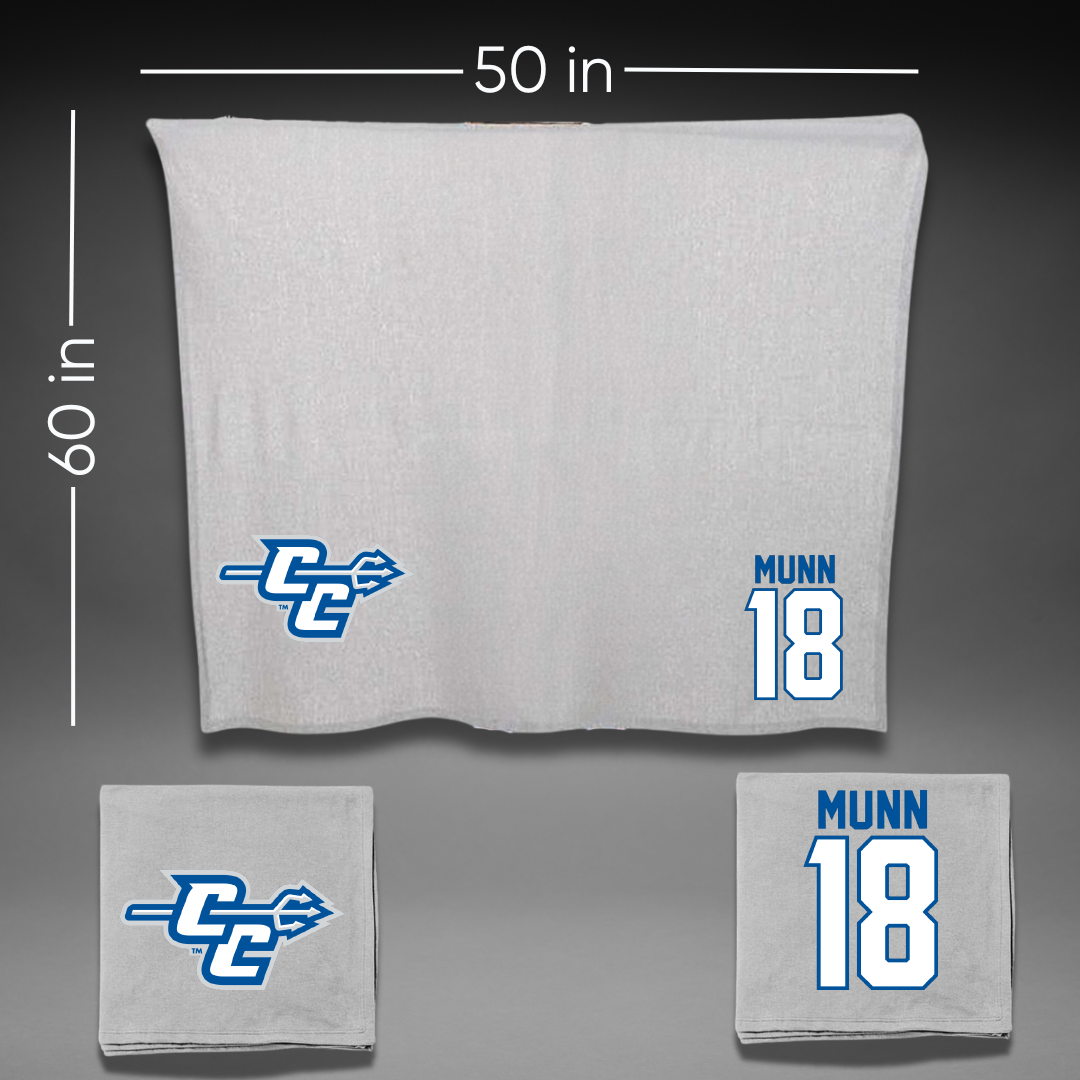 Central Connecticut State University Baseball Gray Blanket - #18 Drew Munn