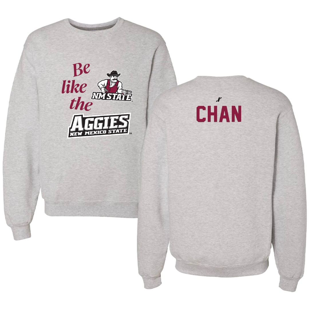 New Mexico State University Golf Light Gray Be Like Us Crewneck - Max Chan