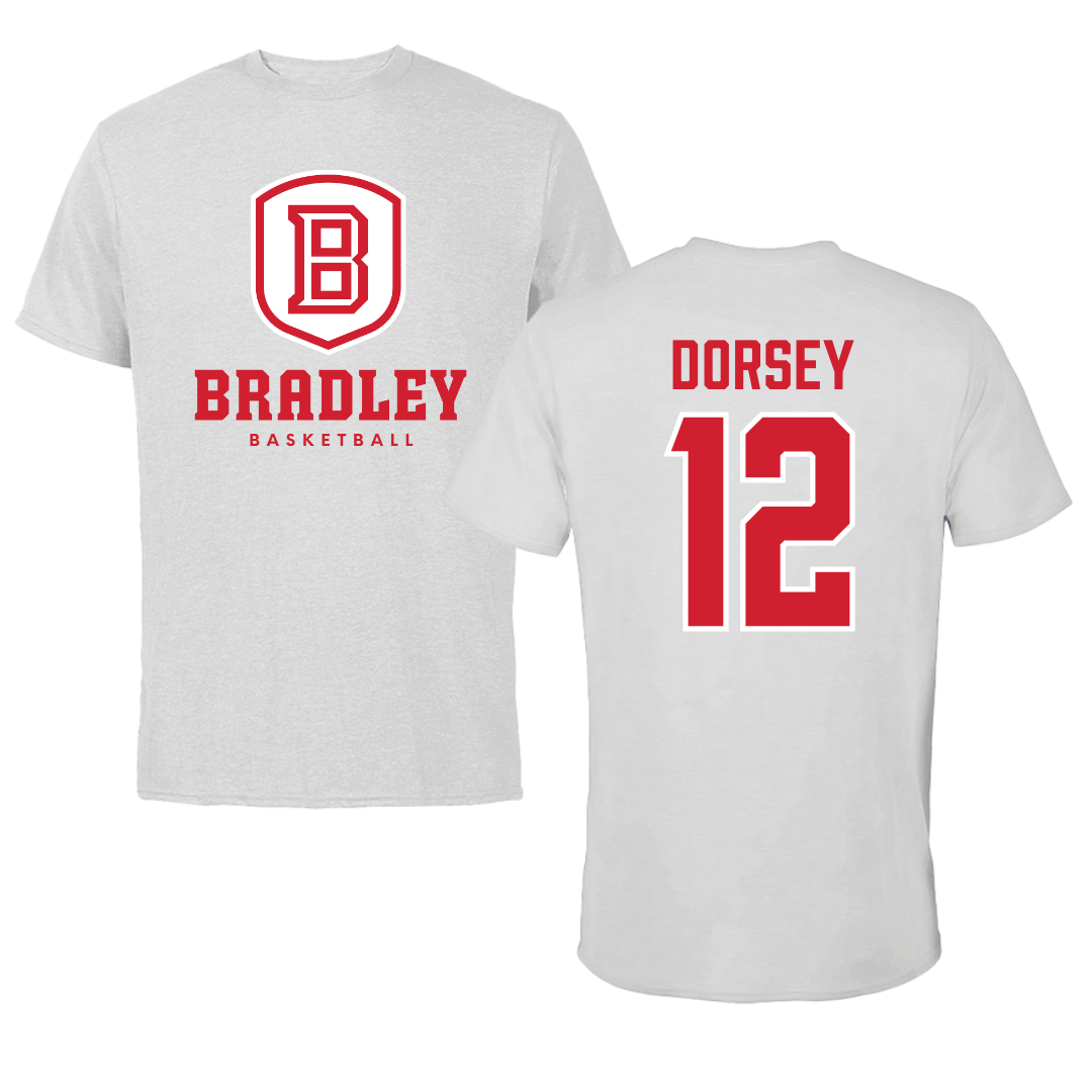 Bradley University Basketball Gray Performance Tee - #12 Nika Dorsey