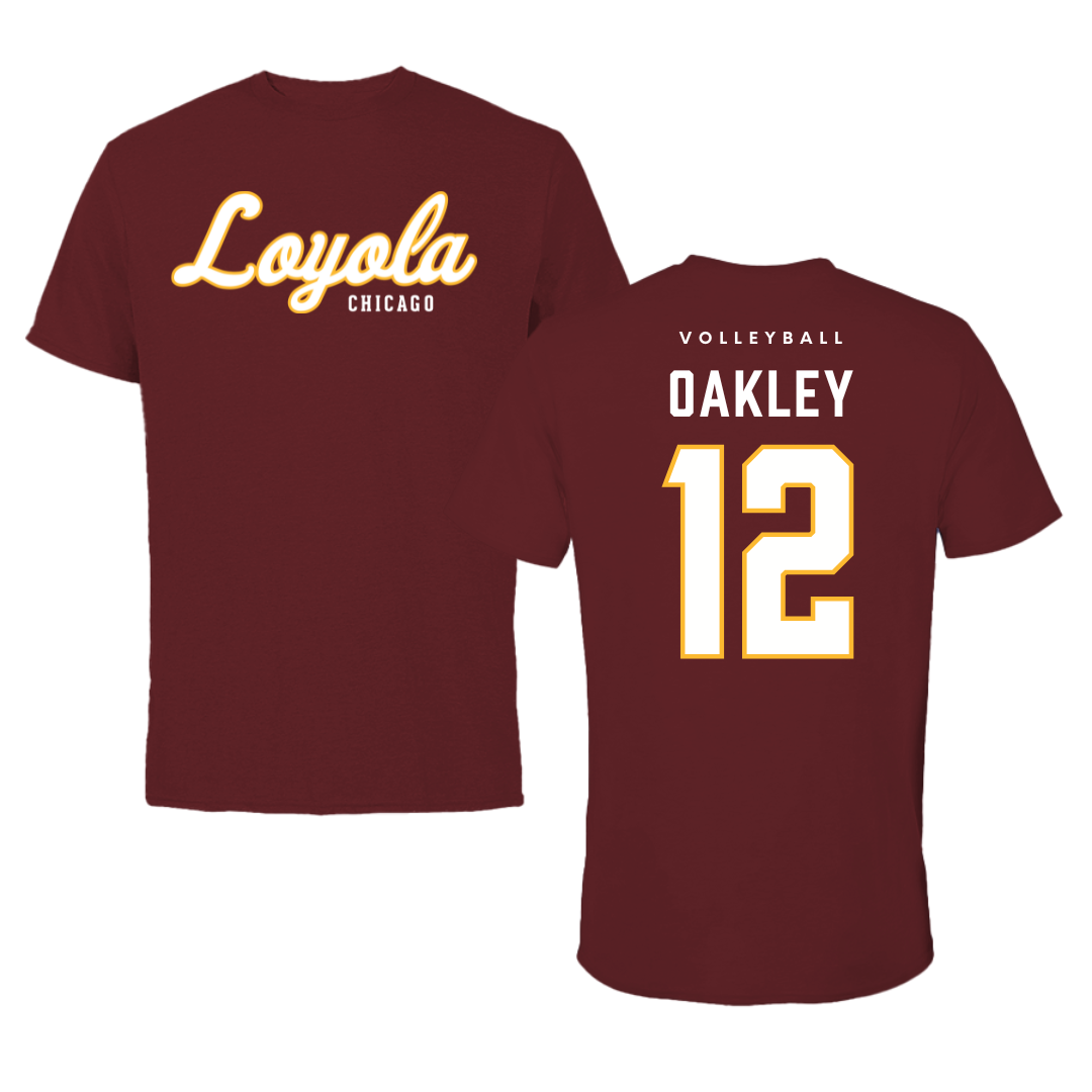Loyola University-Chicago Volleyball Maroon Loyola Performance Tee - #12 Matt Oakley