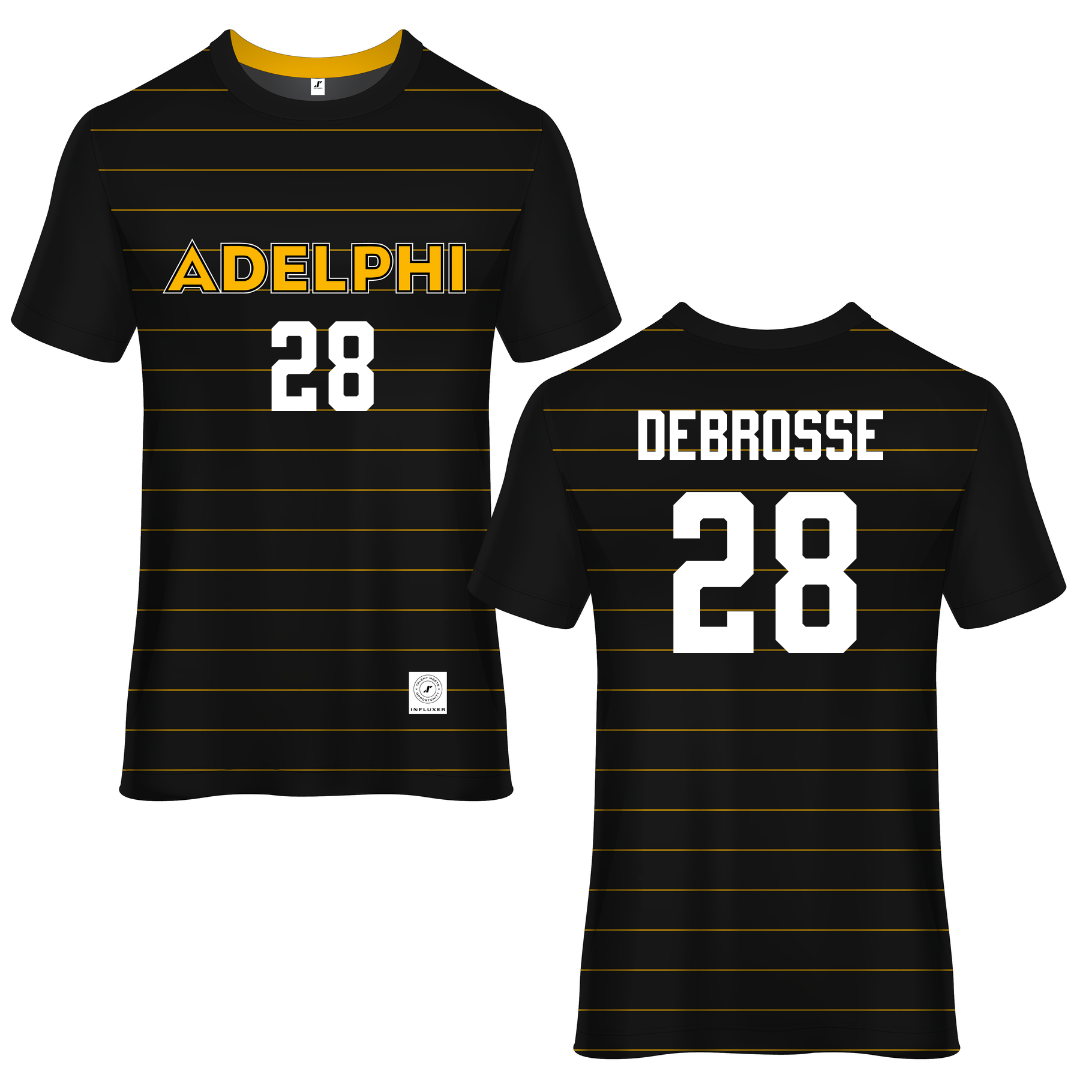 Adelphi University Black Soccer Jersey - #28 Richard DeBrosse