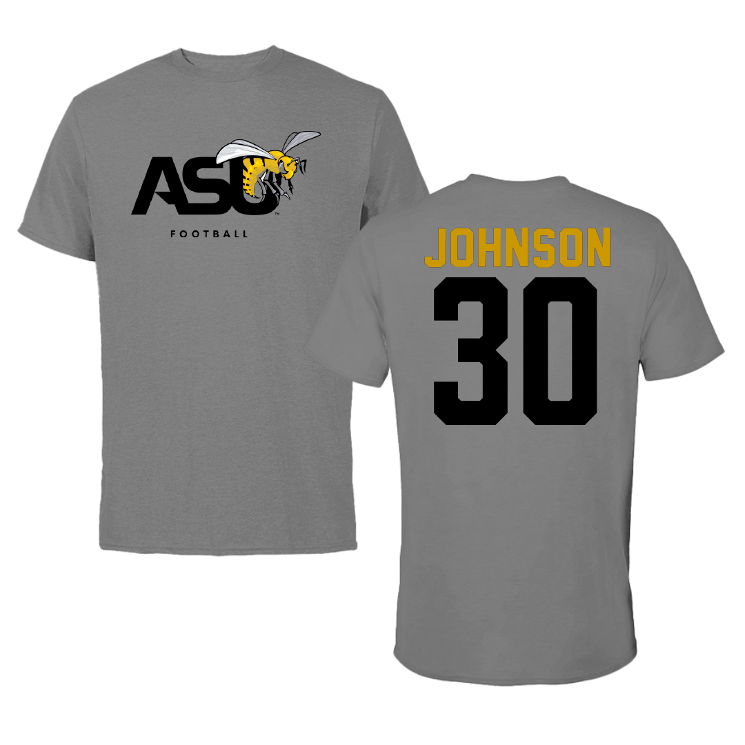 Alabama State University Football Dark Gray Tee - #30 Ethan Johnson