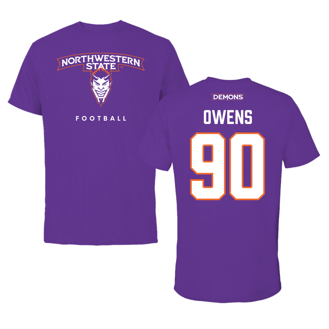 Northwestern State University Football Purple Mascot Performance Tee - #90 Chancellor Owens