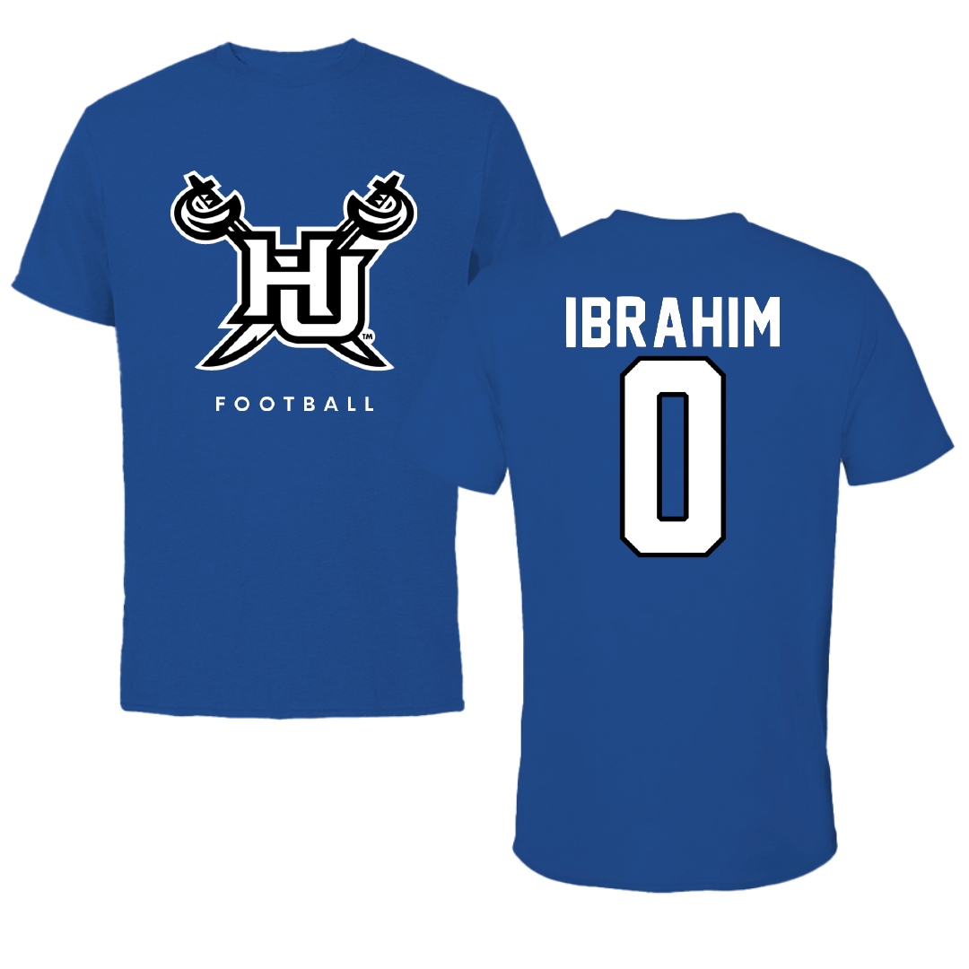 Hampton University Football True Royal Performance Tee - #0 Omar Ibrahim