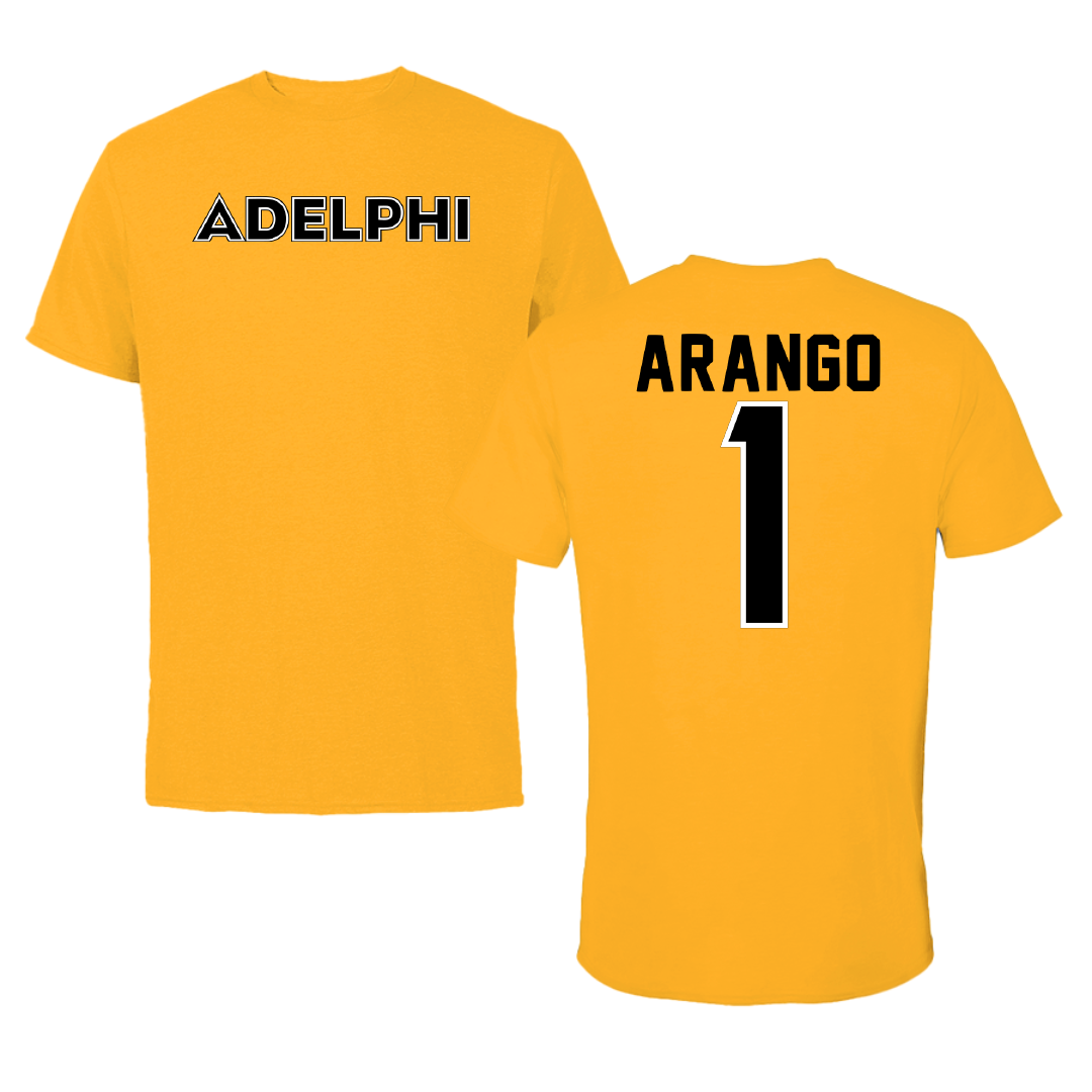 Adelphi University Soccer Gold Tee - #1 Santiago Arango