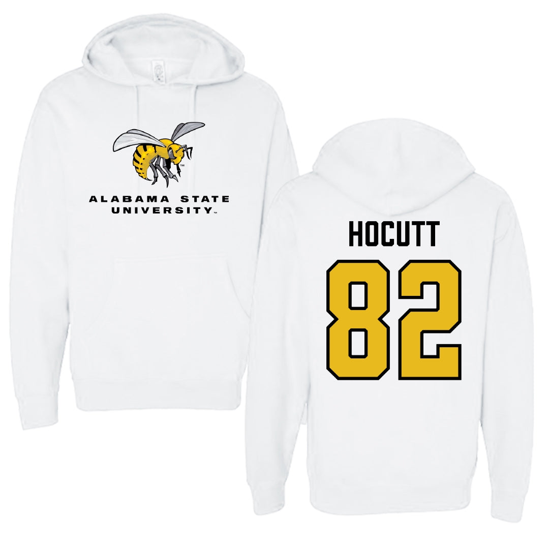 Alabama State University Football White Block Hoodie - #82 Will Hocutt