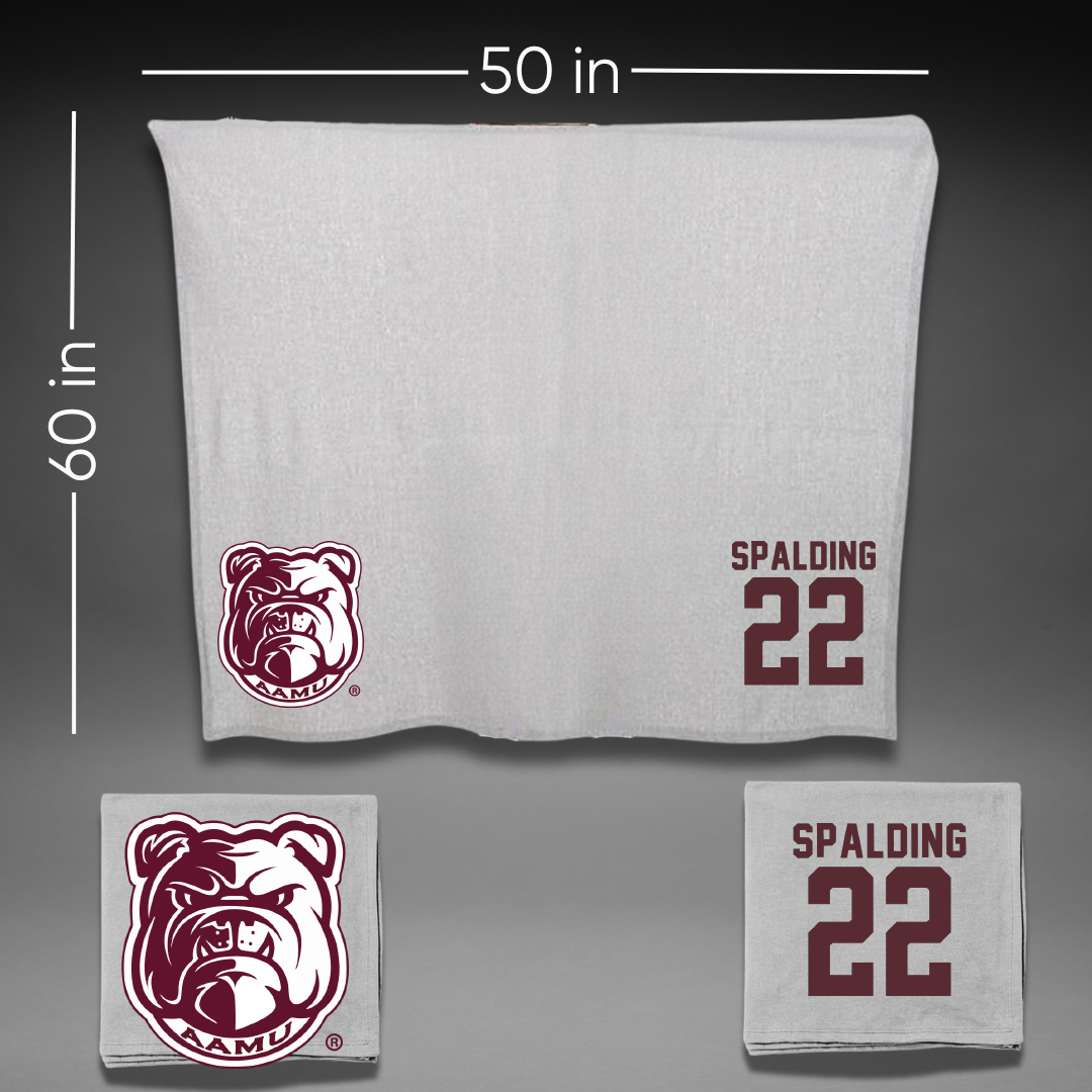 Alabama A&M University Volleyball Gray Bulldog Blanket - #22 Saniya Spalding