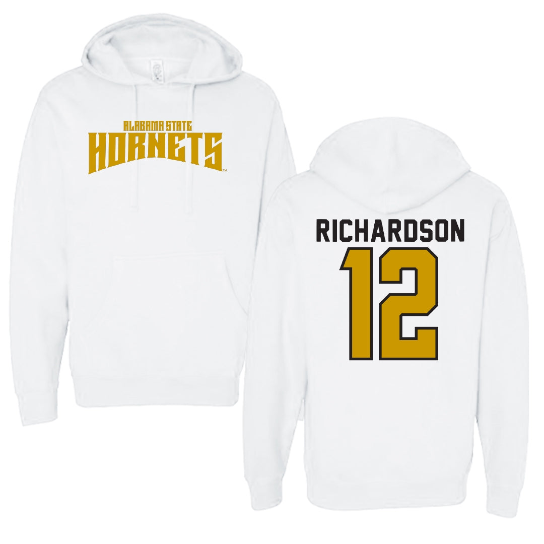 Alabama State University Softball White Classic Hoodie - #12 Leah Richardson