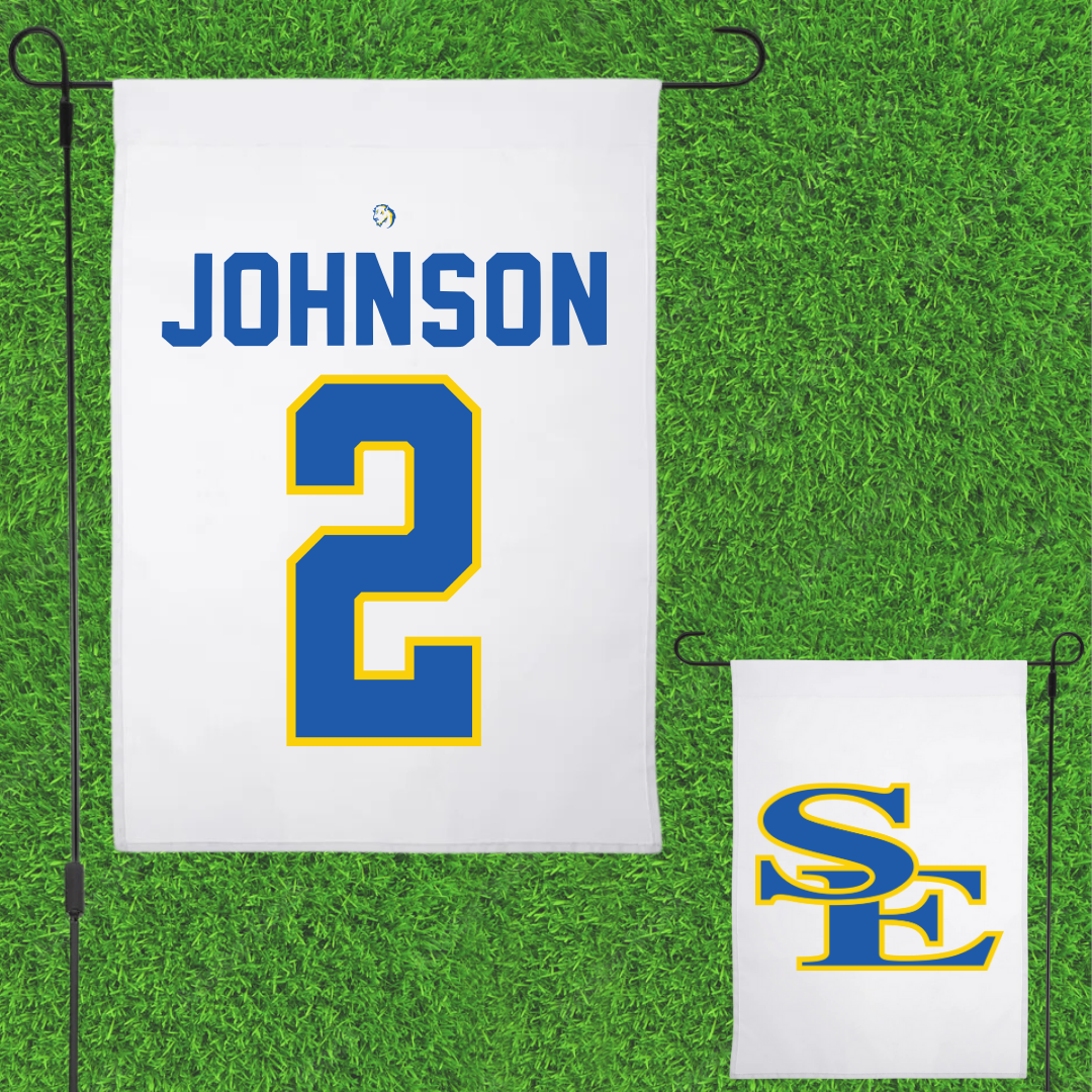 Southeastern Oklahoma State University Softball White Garden Flag - #2 Lorryn Johnson