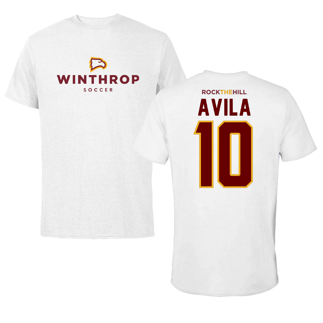Winthrop University Soccer White Performance Tee - #10 Monssi Avila