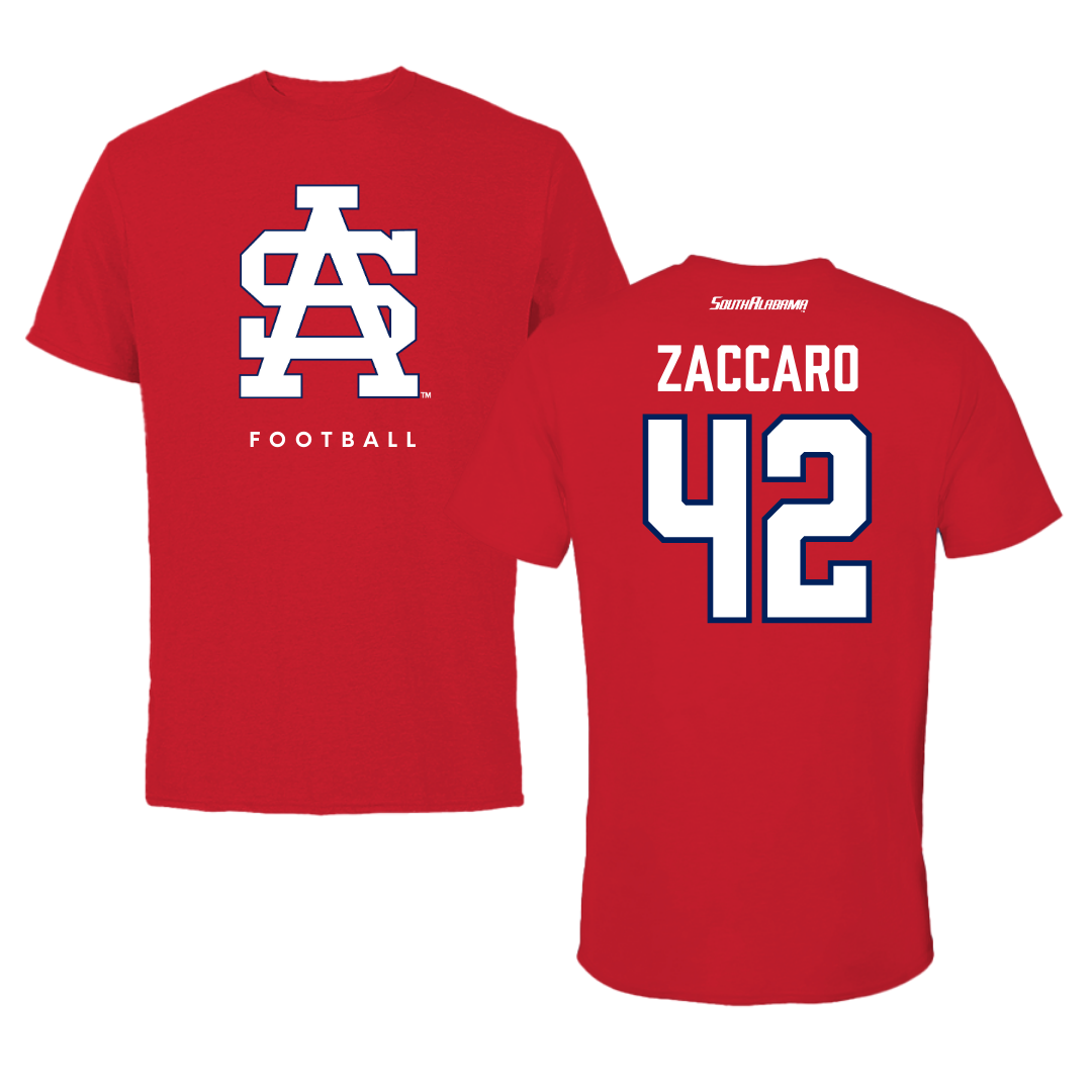University of South Alabama Football Red Performance Tee - #42 Anthony Zaccaro
