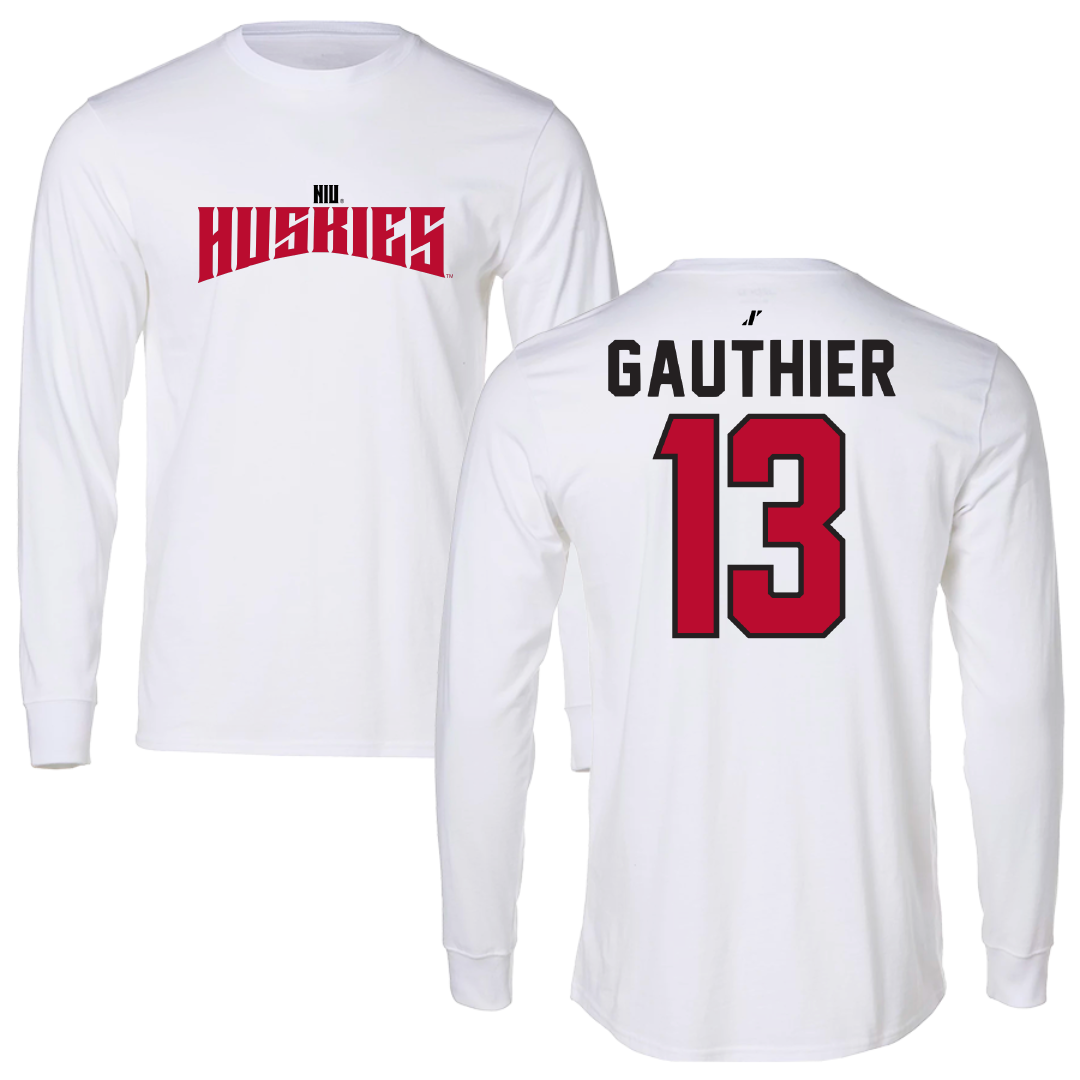 Northern Illinois University Baseball White Classic Long Sleeve - #13 JP Gauthier