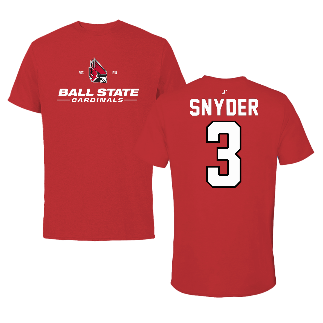 Ball State University Football Red General Performance Tee - #3 DD Snyder
