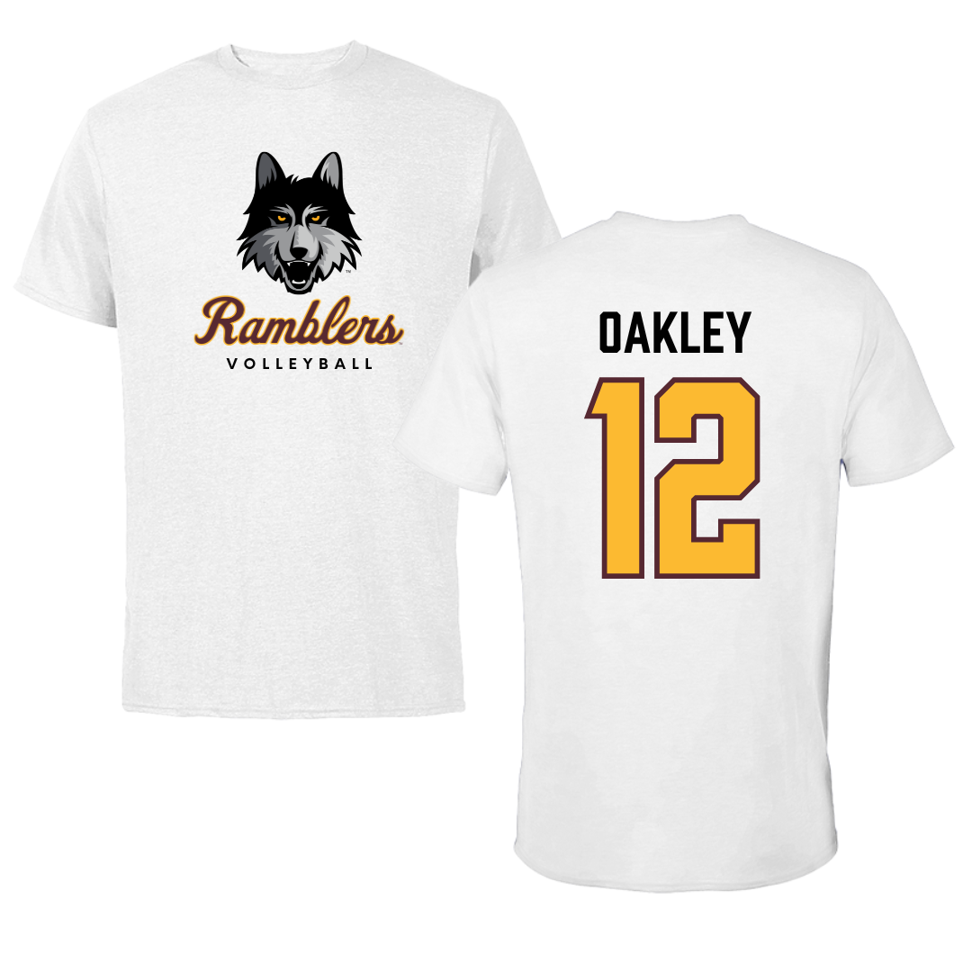 Loyola University-Chicago Volleyball White Ramblers Tee - #12 Matt Oakley
