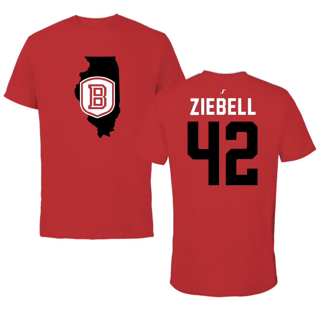 Bradley University Basketball Red State Tee - #42 Callie Ziebell