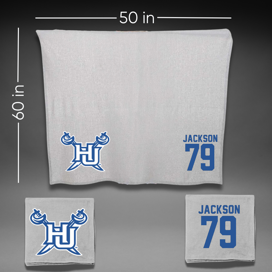 Hampton University Football Gray Blanket - #79 Collen Jackson