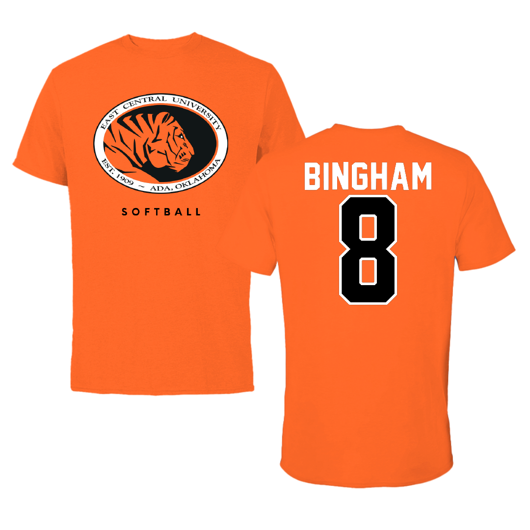 East Central University Softball True Orange Tee - #8 Emily Bingham
