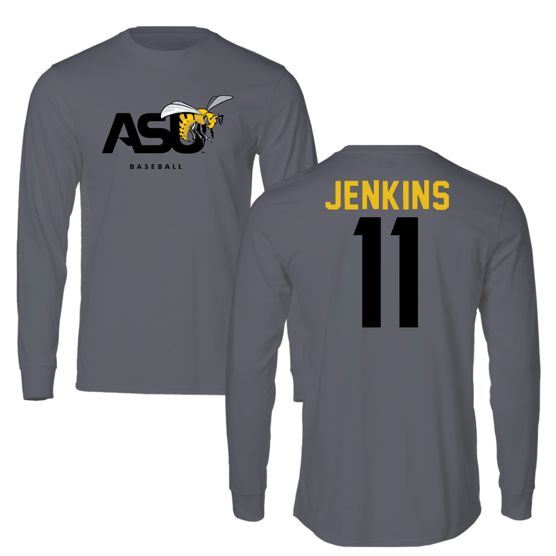 Alabama State University Baseball Dark Gray Long Sleeve - #11 Niguel Jenkins