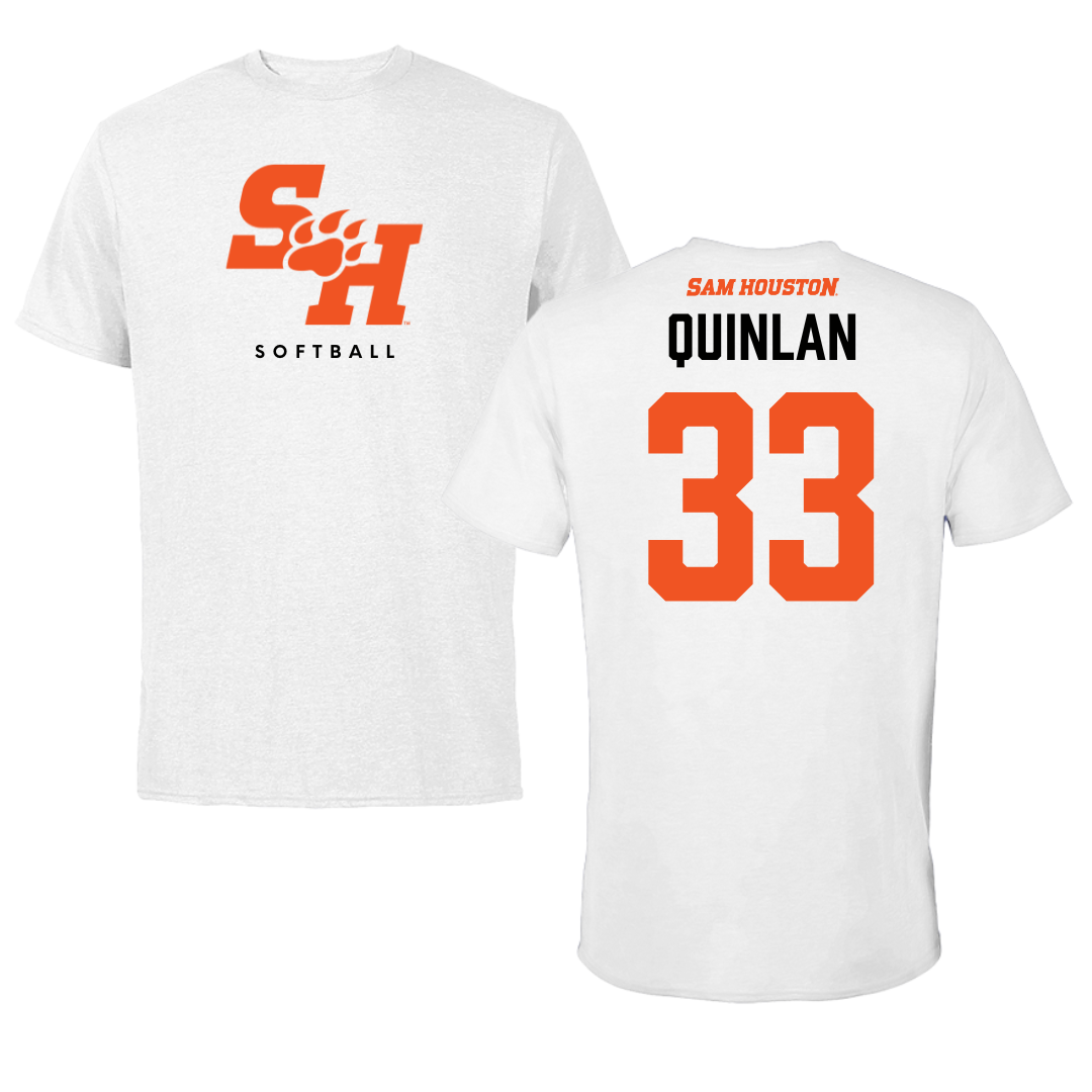 Sam Houston State University Softball White Performance Tee - #33 Brodie Quinlan