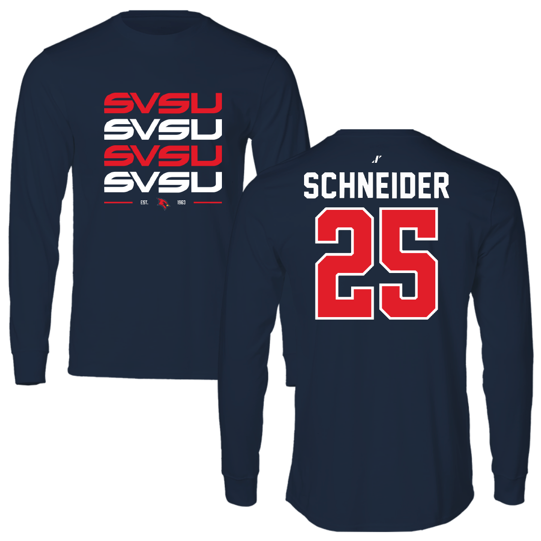 Saginaw Valley State University Softball Navy General Long Sleeve - #25 Ella Schneider