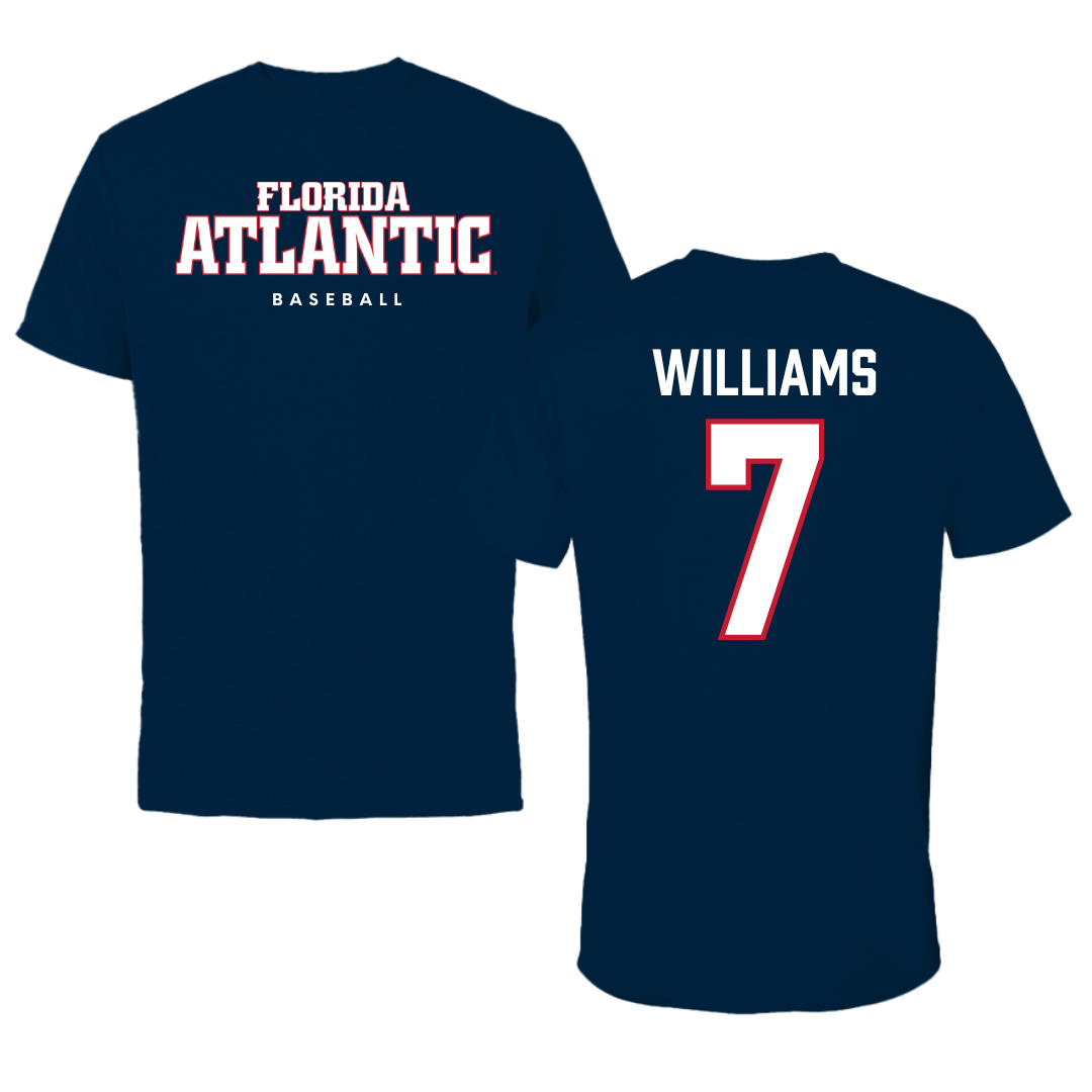 Florida Atlantic University Baseball Navy Block Performance Tee - #7 CJ Williams