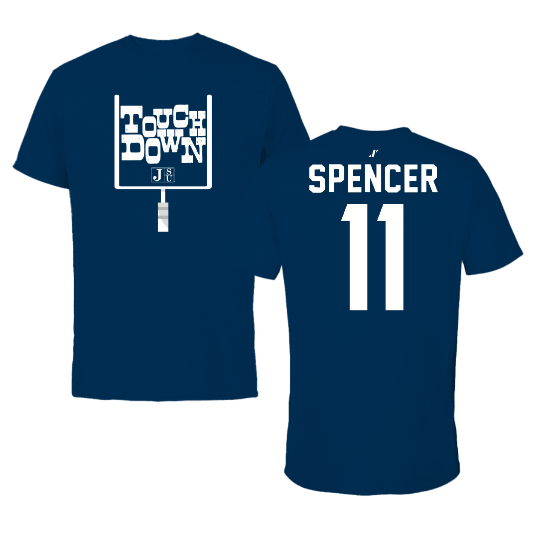 Jackson State University Football Navy Touchdown Tee - #11 Isaiah Spencer