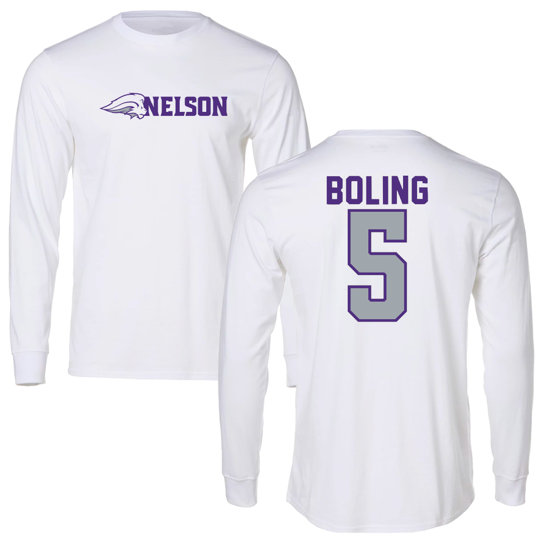 Nelson University Basketball White Long Sleeve - #5 Jarius Boling