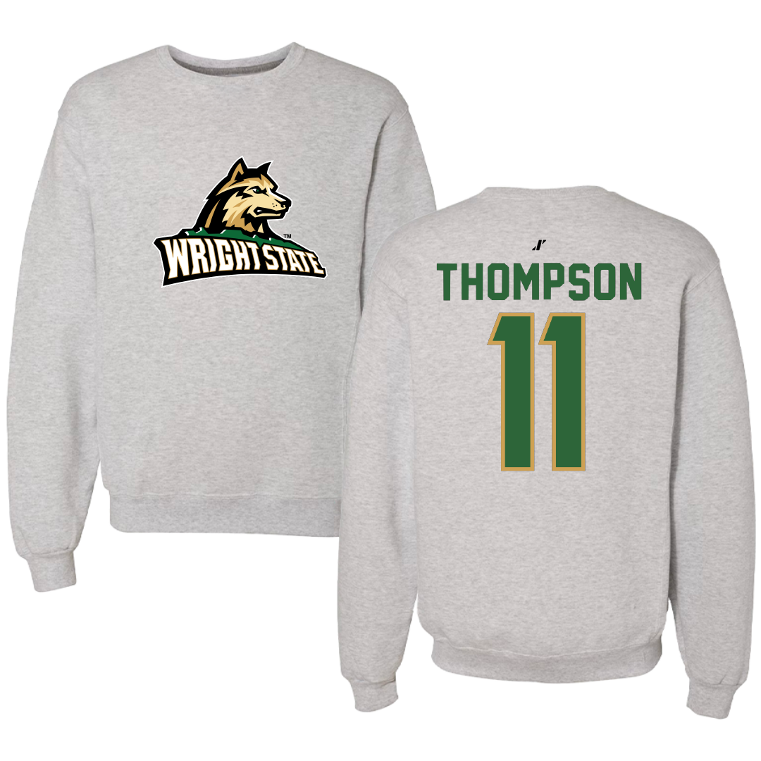 Wright State University Baseball Light Gray Crewneck - #11 JJ Thompson