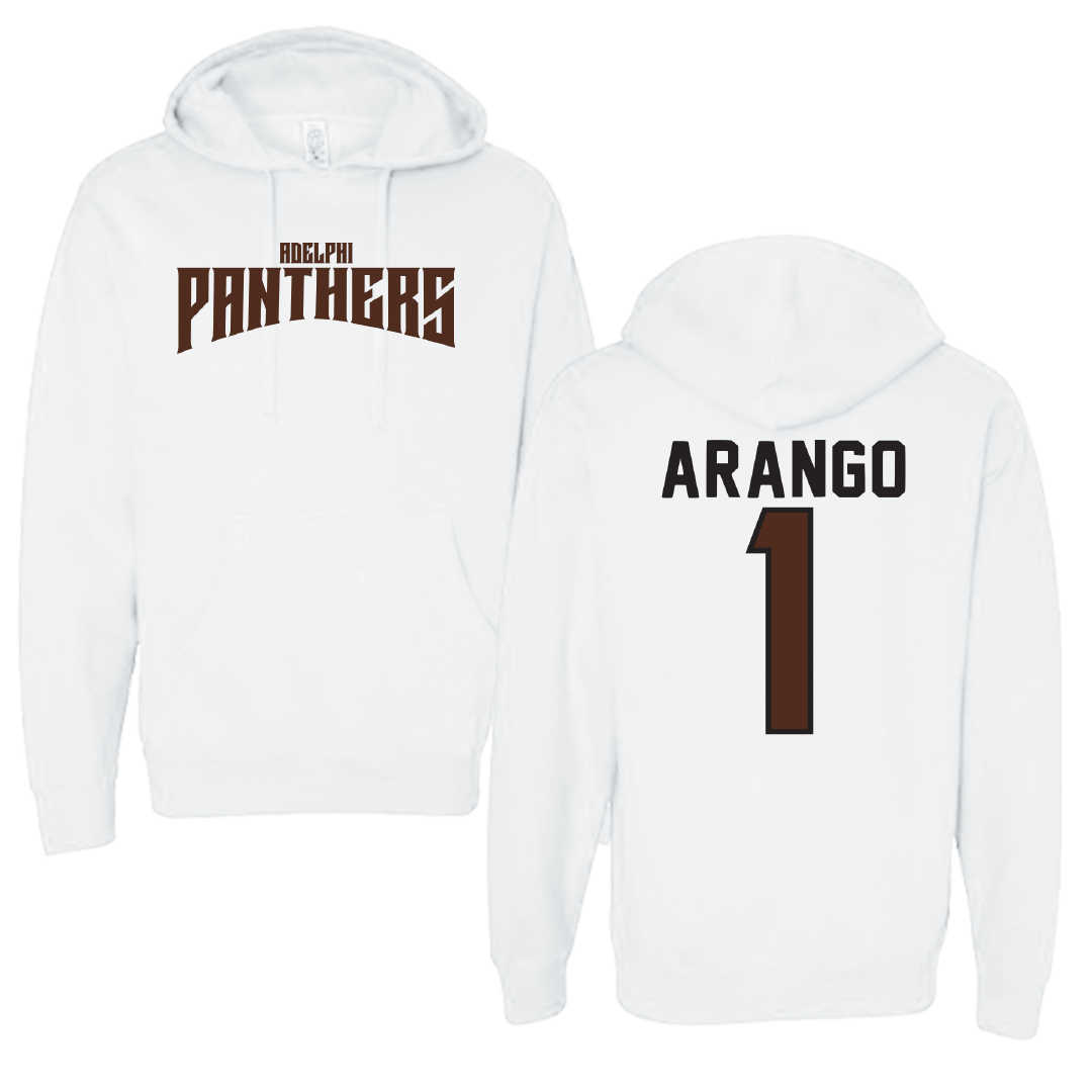 Adelphi University Soccer White Classic Hoodie - #1 Santiago Arango