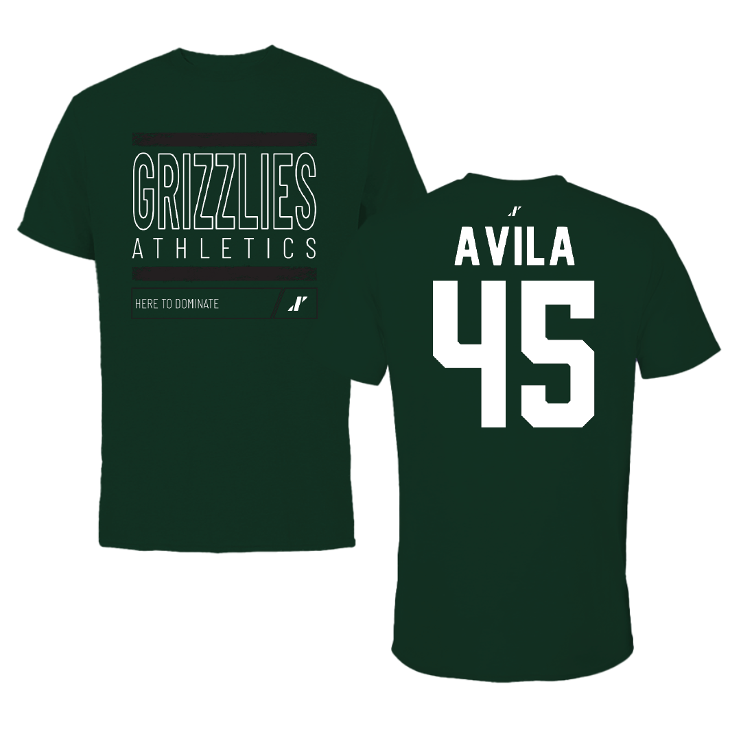 Adams State University Soccer Forest Green Dominate Performance Tee - #45 Caleb Avila