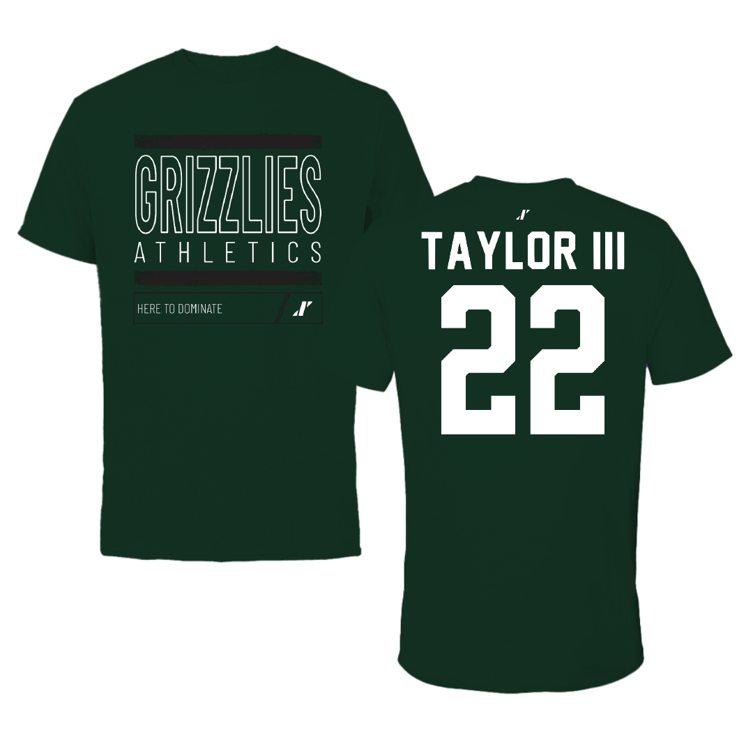 Adams State University Football Forest Green Dominate Tee - #22 Dervin Taylor III