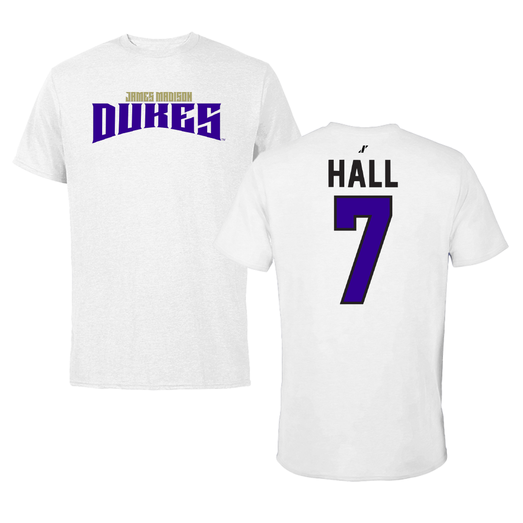James Madison University Softball White Classic Performance Tee - #7 Jasmine Hall