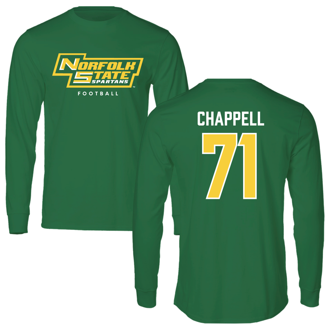 Norfolk State University Football Kelly Green Long Sleeve - #71 Jayden Chappell