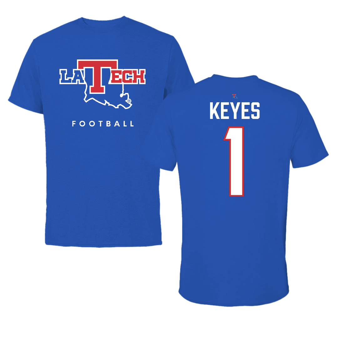 Louisiana Tech University Football True Royal Tee - #1 Ty Keyes