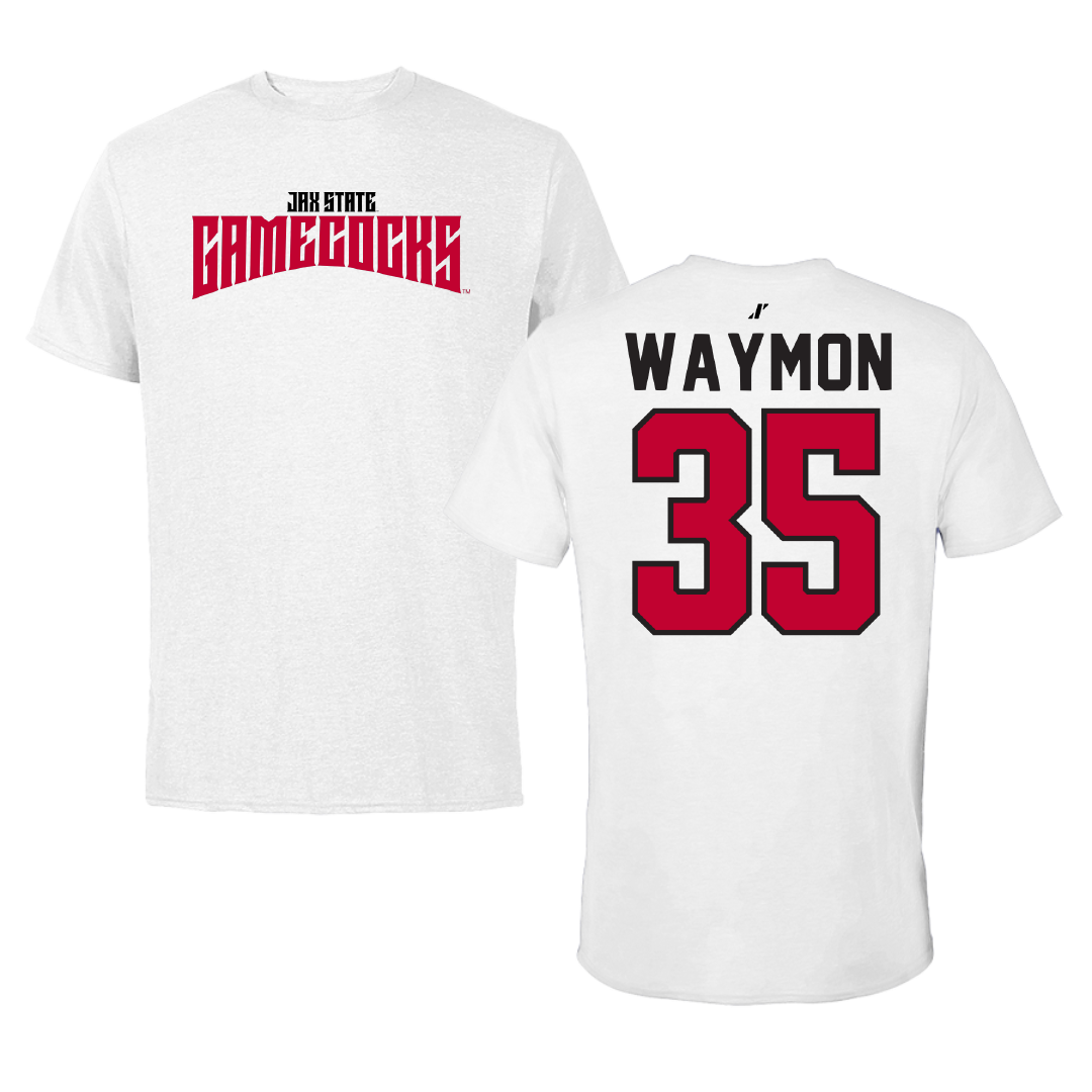 Jacksonville State University Football White Classics Performance Tee - #35 Ty Waymon