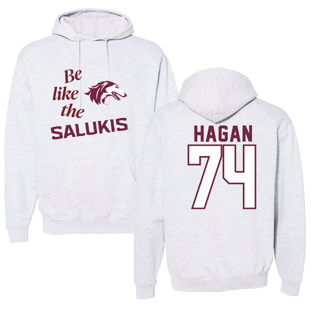 Southern Illinois University at Carbondale Football Light Gray Be Like Us Hoodie - #74 Harris Hagan