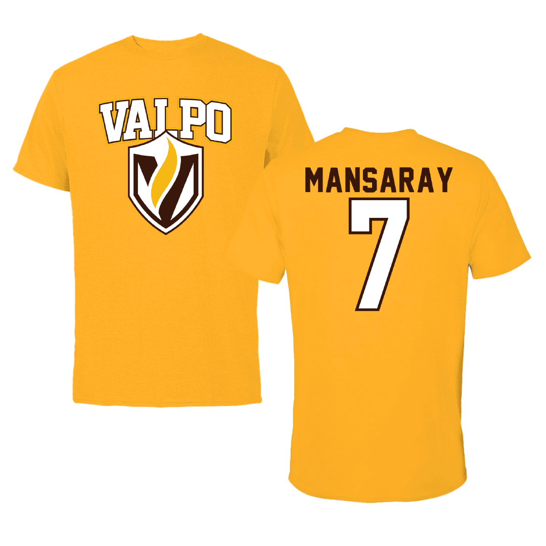 Valparaiso University Football Gold Performance Tee - #7 Michael Mansaray