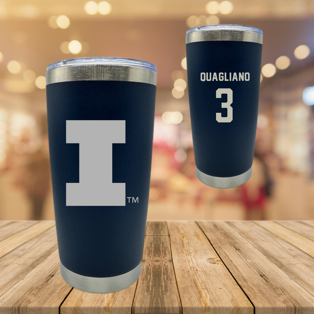 University of Illinois Baseball Navy Stainless Steel Tumbler - #3 Coltin Quagliano
