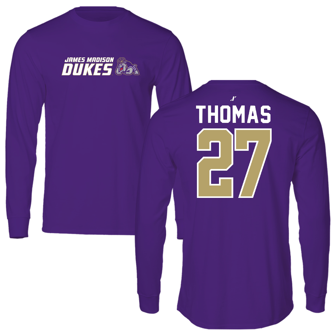 James Madison University Football Purple General Performance Long Sleeve - #27 Jacob Thomas
